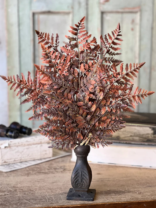 19in Autumnal Fern Spray RUST BROWN Lancaster and Vintage