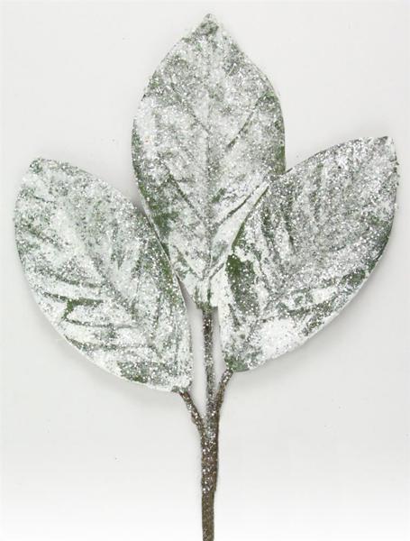 15 inch Snowy/Icy Magnolia Leaf Pick