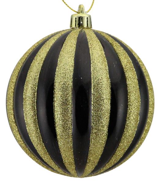 100mm Vertical Stripe Ornament Ball Blk/Go