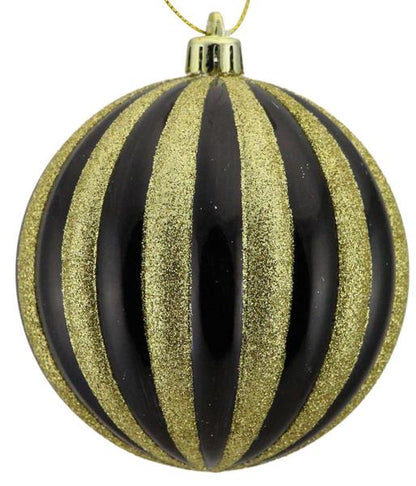 100mm Vertical Stripe Ornament Ball Blk/Go