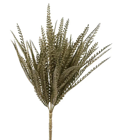 19in Green Gold Metallic Button Fern x7 - Premium Artificial Greenery for Wreaths, Arrangement & Home Decor