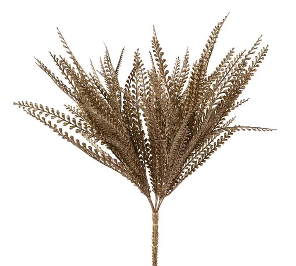 19in Copper Gold Metallic Button Fern x7 - Premium Artificial Greenery for Wreaths, Arrangement & Home Decor