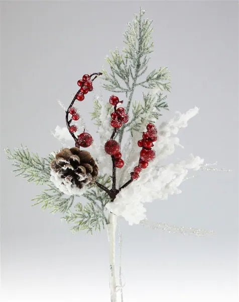15in Snow Twigs/Cone/Berry