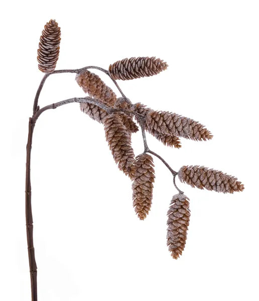 29in Hanging Frosted Pinecone Spray BROWN