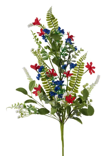 27in Patriotic Flower/Bead/Spike/Boxwood