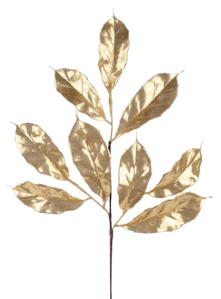 21in Metallic Glitter Magnolia Leaf GOLD