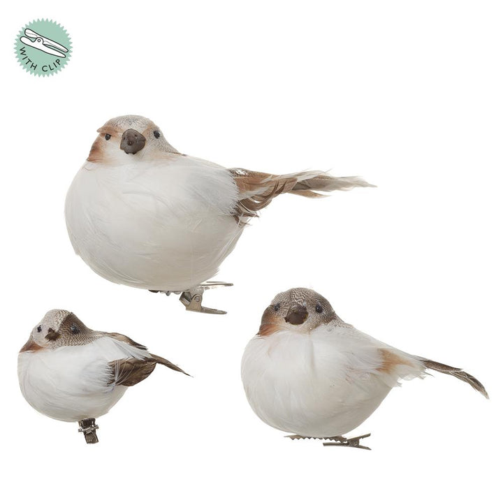 SET of 3 WHITE/BROWN Birds