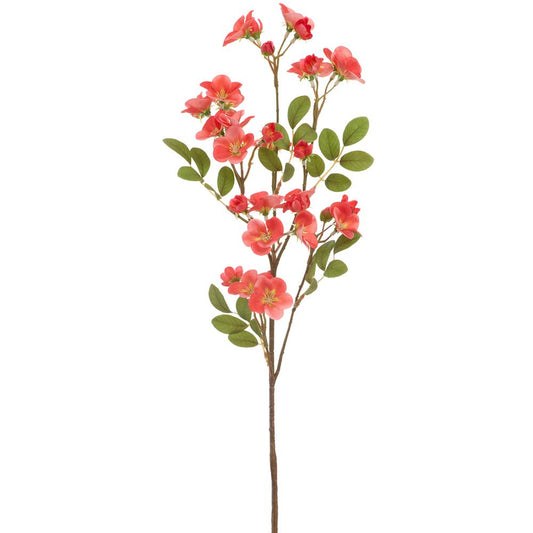 28in Coral Quince Blossom Spray