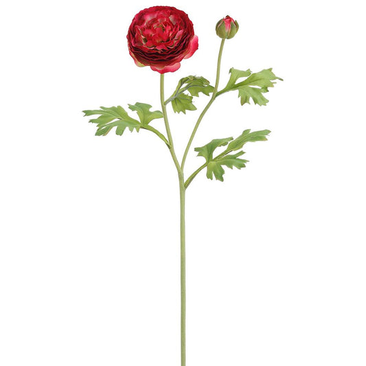 22" Real Touch Hot Pink Ranunculus Stem – Premium Artificial Flower for Wreaths, Arrangements & Home Decor