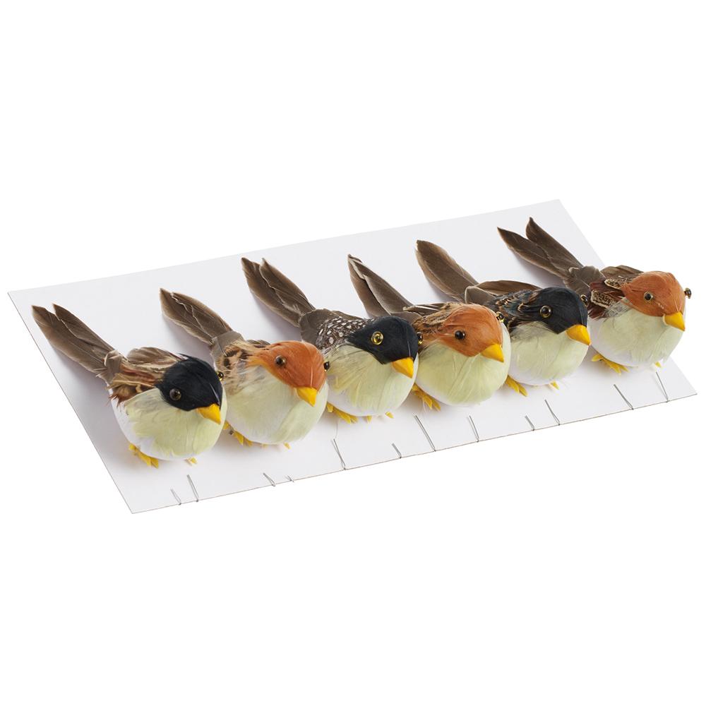 9in Birds (set of 6) Brown Mix