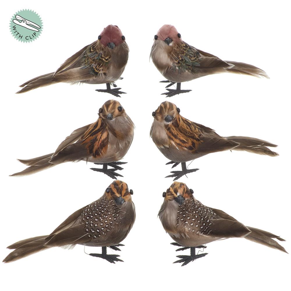 6pc Brown Birds - Premium Attachment for Wreaths, Arrangements and Home Decor Allstate