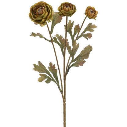 19in Moss Green Ranunculus x3 - Premium Floral for Wreaths and Home Decor xyz
