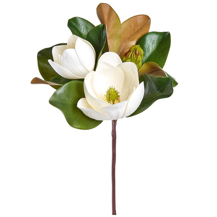 17in Magnolia Bloom and Leaves white green