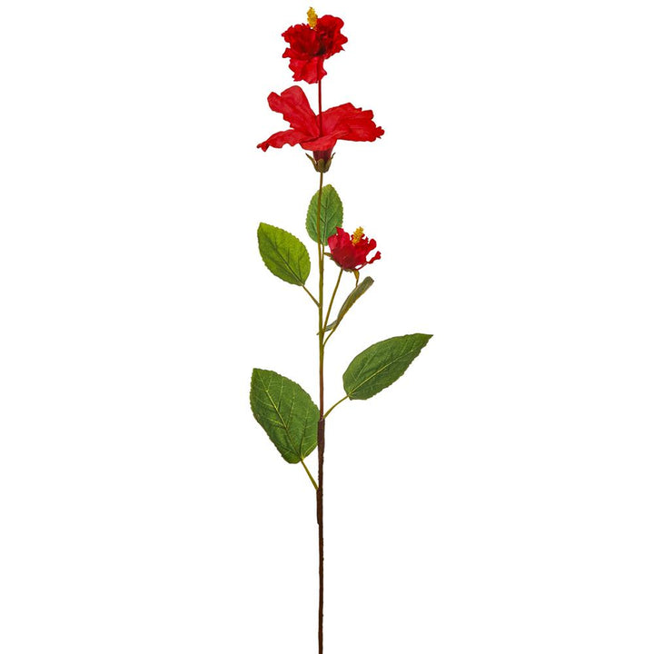36in Red Hibiscus Spray - Premium Floral for Wreaths and Home Decor