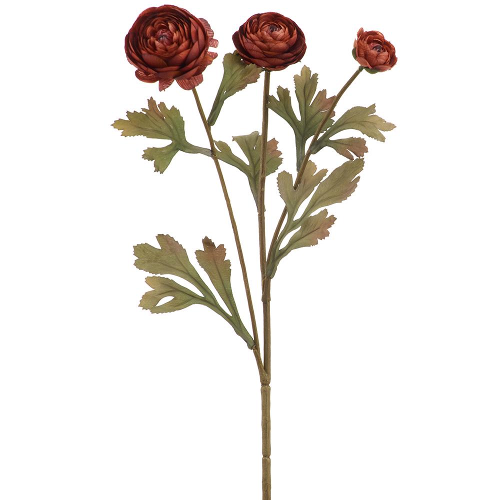 19in Brick Rust Ranunculus x3 - Premium Floral for Wreaths and Home Decor xyz