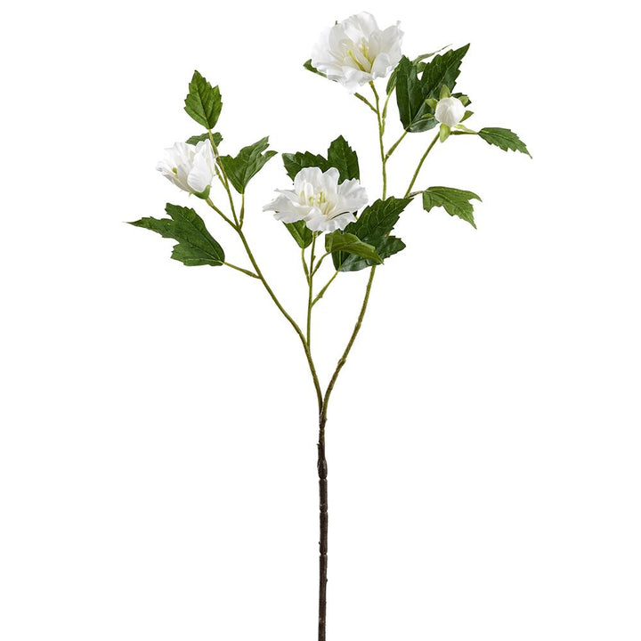 27in White Hibiscus Spray - Premium Floral for Wreaths and Home Decor