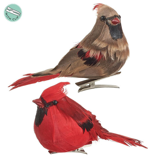 5in PAIR of Feathered Cardinal