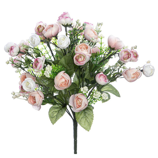 14in Mini Ranunculus Bundle x6 PINK/IVORY
