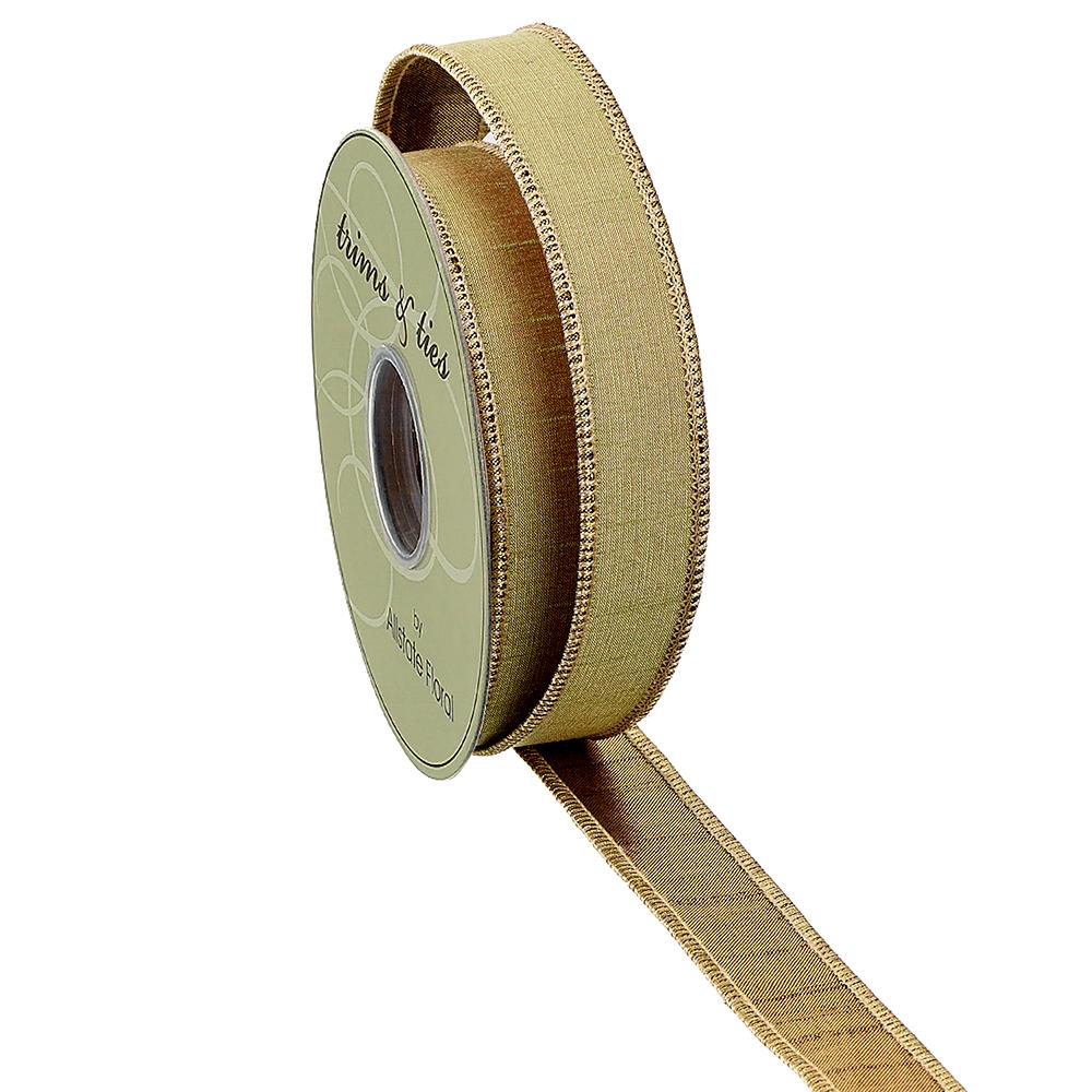 1inx10yd Metallic FUSED Dupion GREEN/GOLD