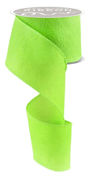 2.5inx10yd Lime Floral & Leaves