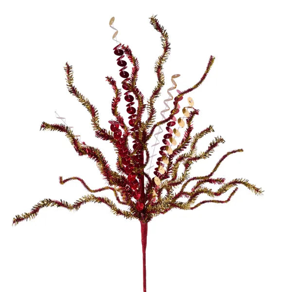 21in Sequin Tensil Bush RED/GOLD