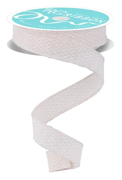 7/8inx10yd Mini Harlequin CREAM/WHITE