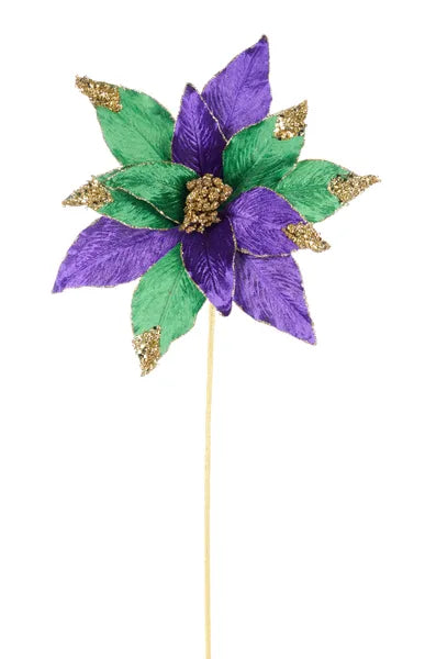 20in Velvet/Glitter Poinsettia MARDI GRAS