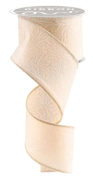 2.5inx10yd Blush Cream Floral & Leaves