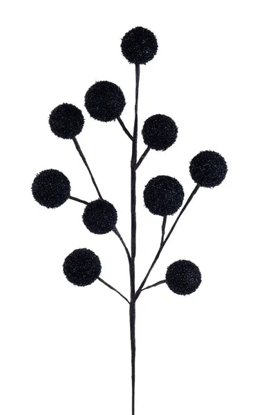 26in Black Styro Curly Foil Ball Spray