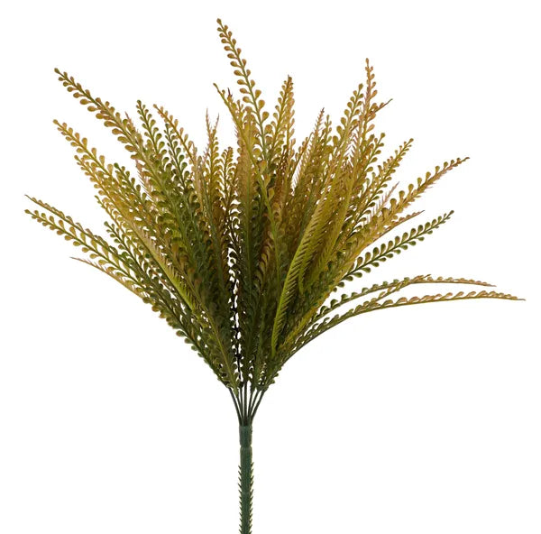 19in Brown Green Button Fern x7 - Premium Artificial Greenery for Wreaths, Arrangement & Home Decor