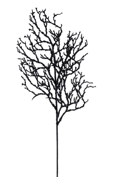 20in Black Glitter Twig Spray