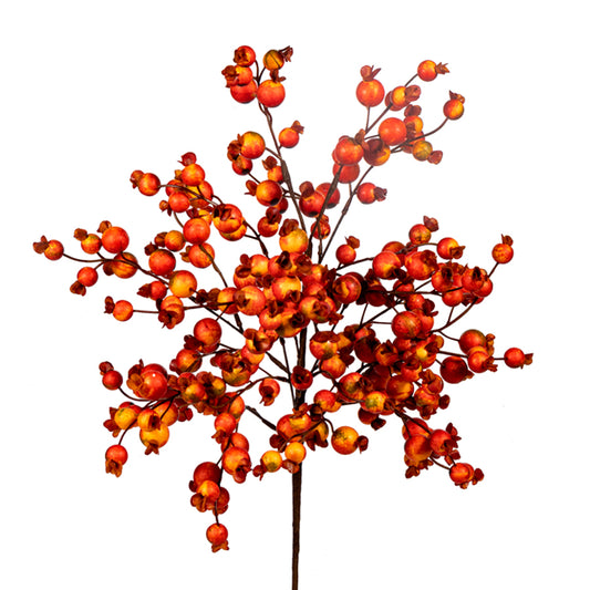 22in Orange Mini Pomegranate Spray | Artificial Holiday Floral Stem CRI