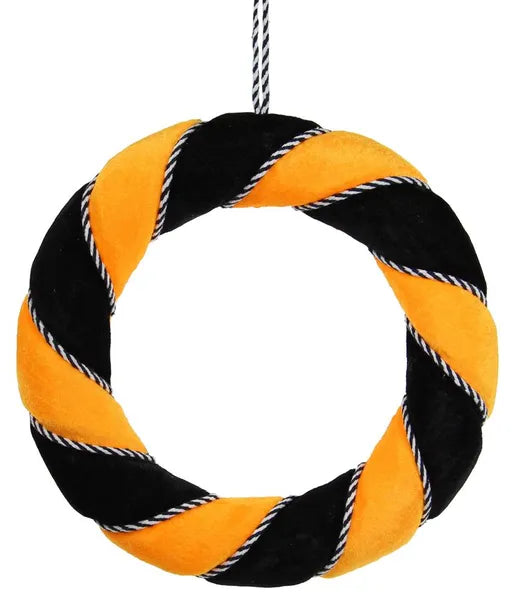 13in Black/Yellow Wreath w/Striped Roping