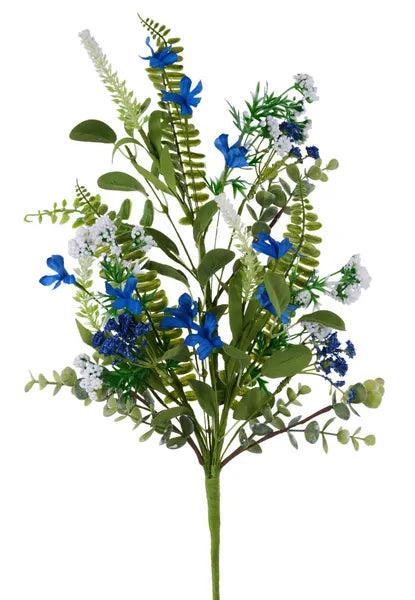 27in Blue White Flower/Bead/Spike/Boxwood
