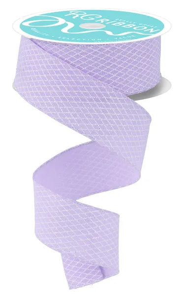 1.5inx10yd Lavender/White Mini Harlequin Check Ribbon