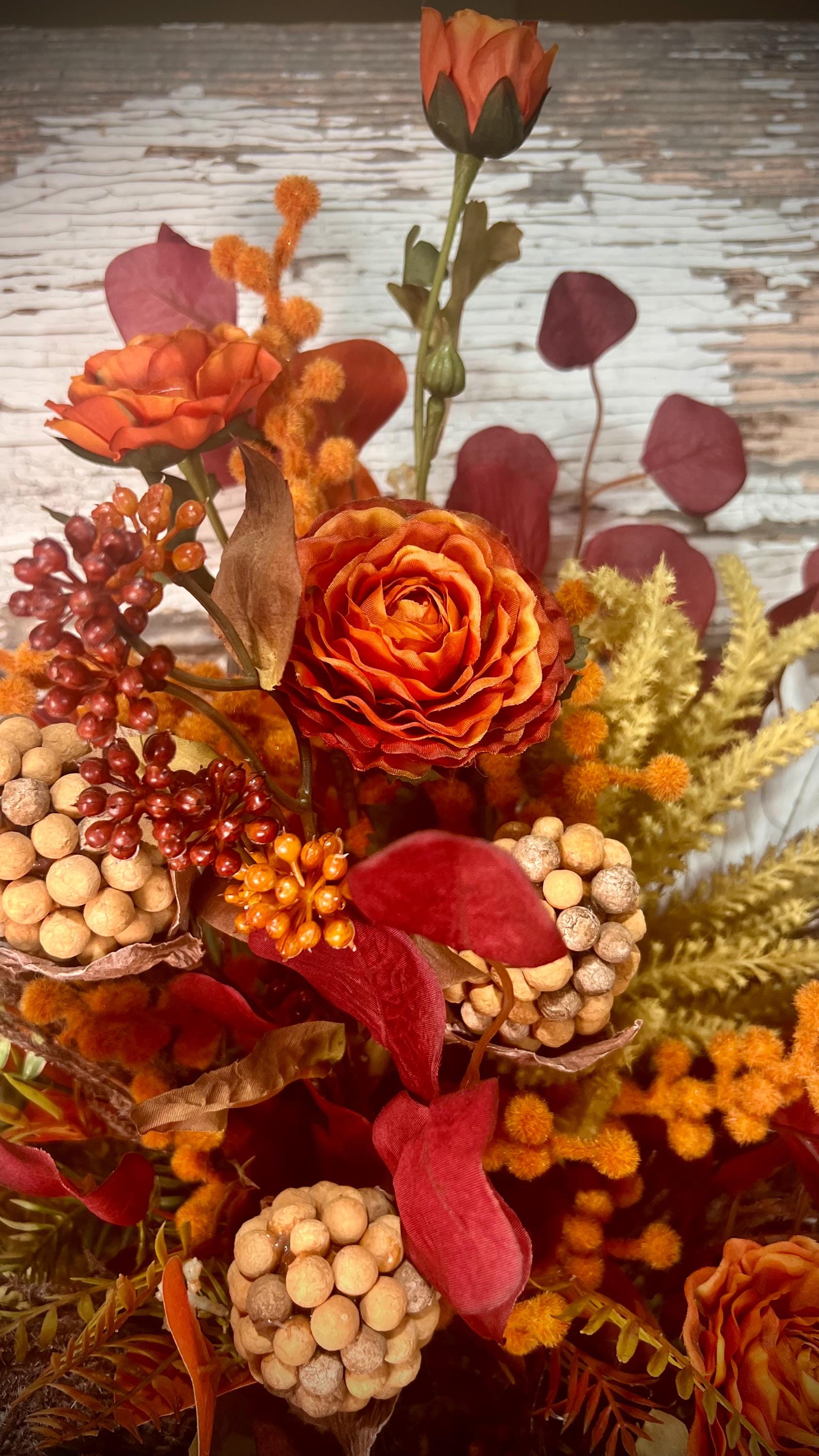 Fall Silk Floral Wall Arrangement, Autumn Door Basket For Fall, Rustic Farmhouse Door Basket, Autumn Home Decor, Fall Home Decor,