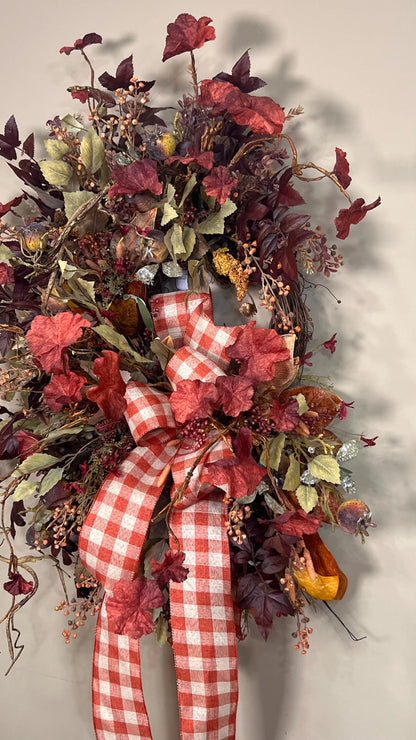 Large Fall Wreath For Front Door, Large Fall Harvest Wreath, Designer Fall Wreath, Fall Home Decor, Autumn Home Decor, Indoor Fall Wreath,