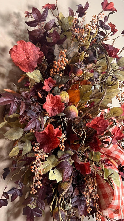Large Fall Wreath For Front Door, Large Fall Harvest Wreath, Designer Fall Wreath, Fall Home Decor, Autumn Home Decor, Indoor Fall Wreath,