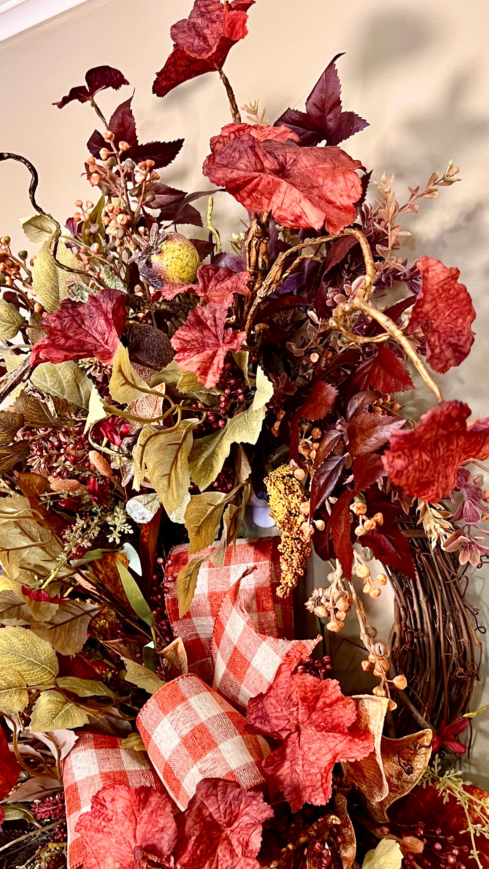 Large Fall Wreath For Front Door, Large Fall Harvest Wreath, Designer Fall Wreath, Fall Home Decor, Autumn Home Decor, Indoor Fall Wreath,