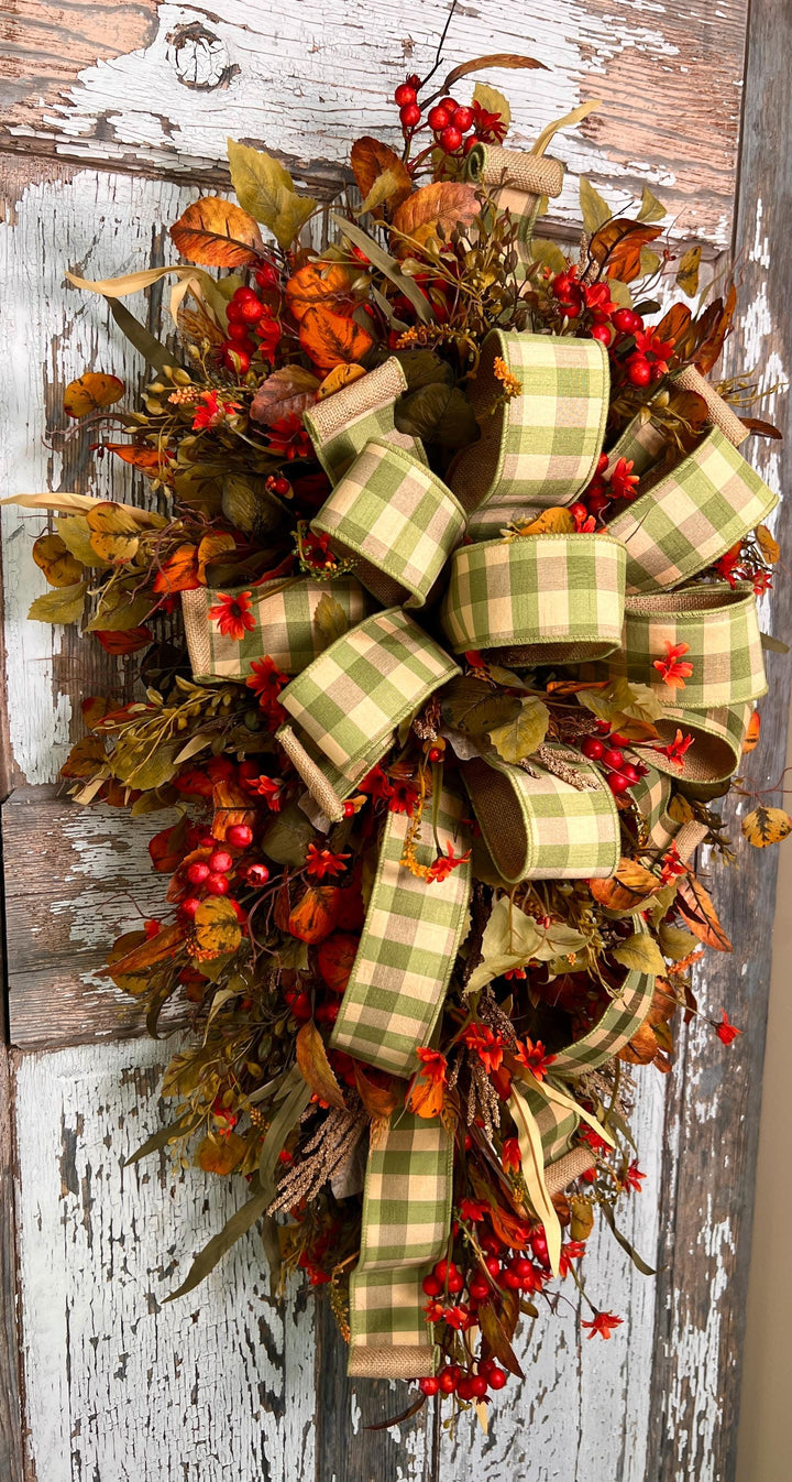Fall Swag for front door, Autumn Swag, Fall Home Decor, Farmhouse Fall Swag, Farmhouse Fall Decor, Fall Indoor Wreath, Fall outdoor wreath,