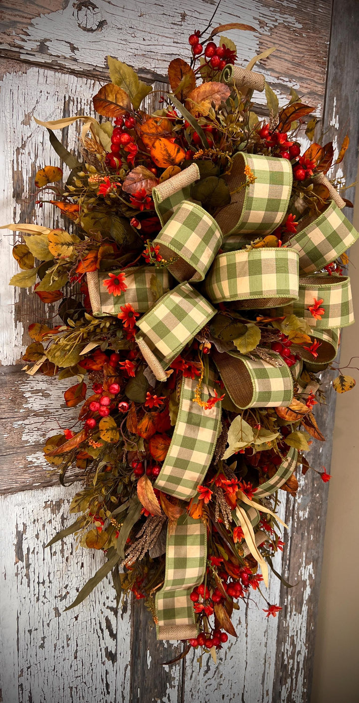 Fall Swag for front door, Autumn Swag, Fall Home Decor, Farmhouse Fall Swag, Farmhouse Fall Decor, Fall Indoor Wreath, Fall outdoor wreath,