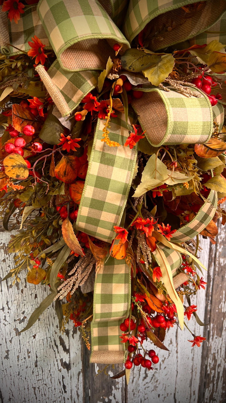 Fall Swag for front door, Autumn Swag, Fall Home Decor, Farmhouse Fall Swag, Farmhouse Fall Decor, Fall Indoor Wreath, Fall outdoor wreath,