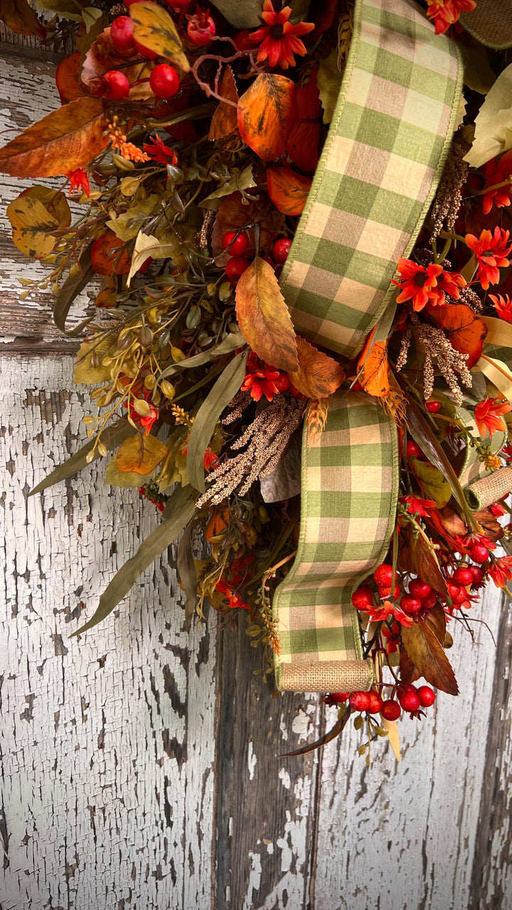 Fall Swag for front door, Autumn Swag, Fall Home Decor, Farmhouse Fall Swag, Farmhouse Fall Decor, Fall Indoor Wreath, Fall outdoor wreath,