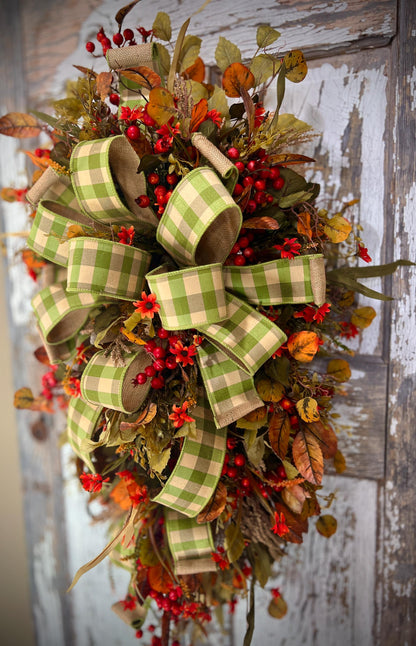 Fall Swag for front door, Autumn Swag, Fall Home Decor, Farmhouse Fall Swag, Farmhouse Fall Decor, Fall Indoor Wreath, Fall outdoor wreath,