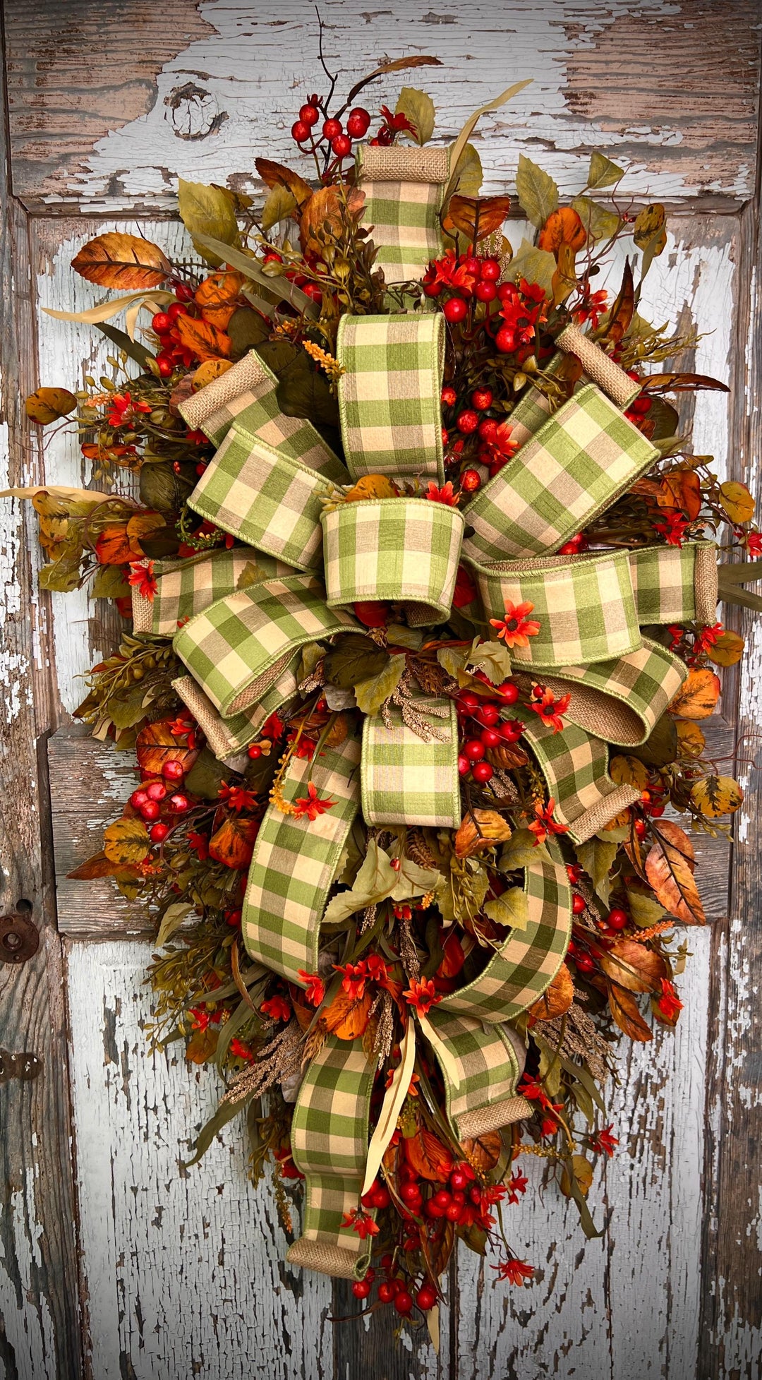 Fall Swag for front door, Autumn Swag, Fall Home Decor, Farmhouse Fall Swag, Farmhouse Fall Decor, Fall Indoor Wreath, Fall outdoor wreath,