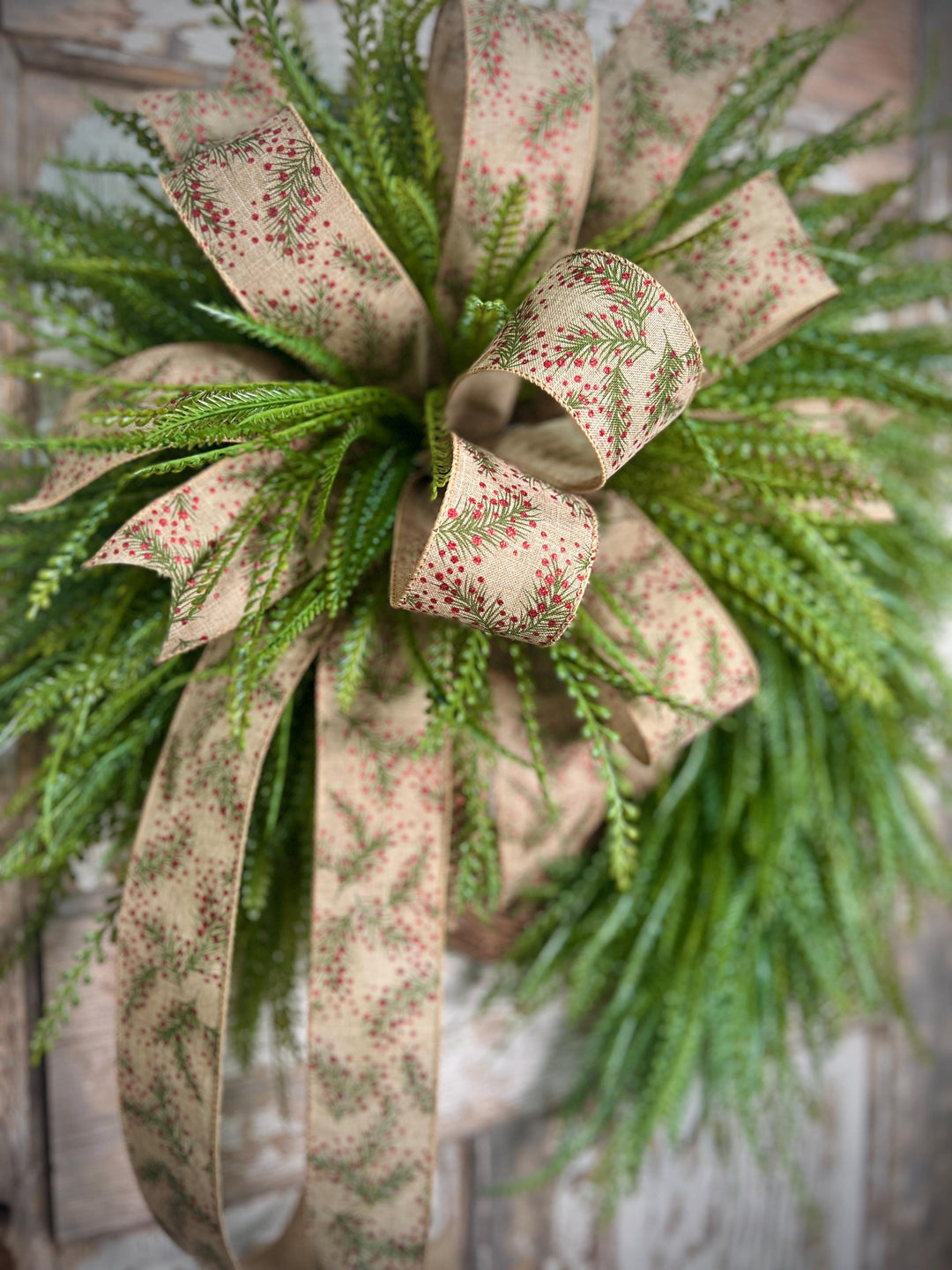 Christmas wreath for front door, Beaded Grass Christmas Wreath, Farmhouse Christmas wreath, Christmas Home Decor, Holiday Door Decor,