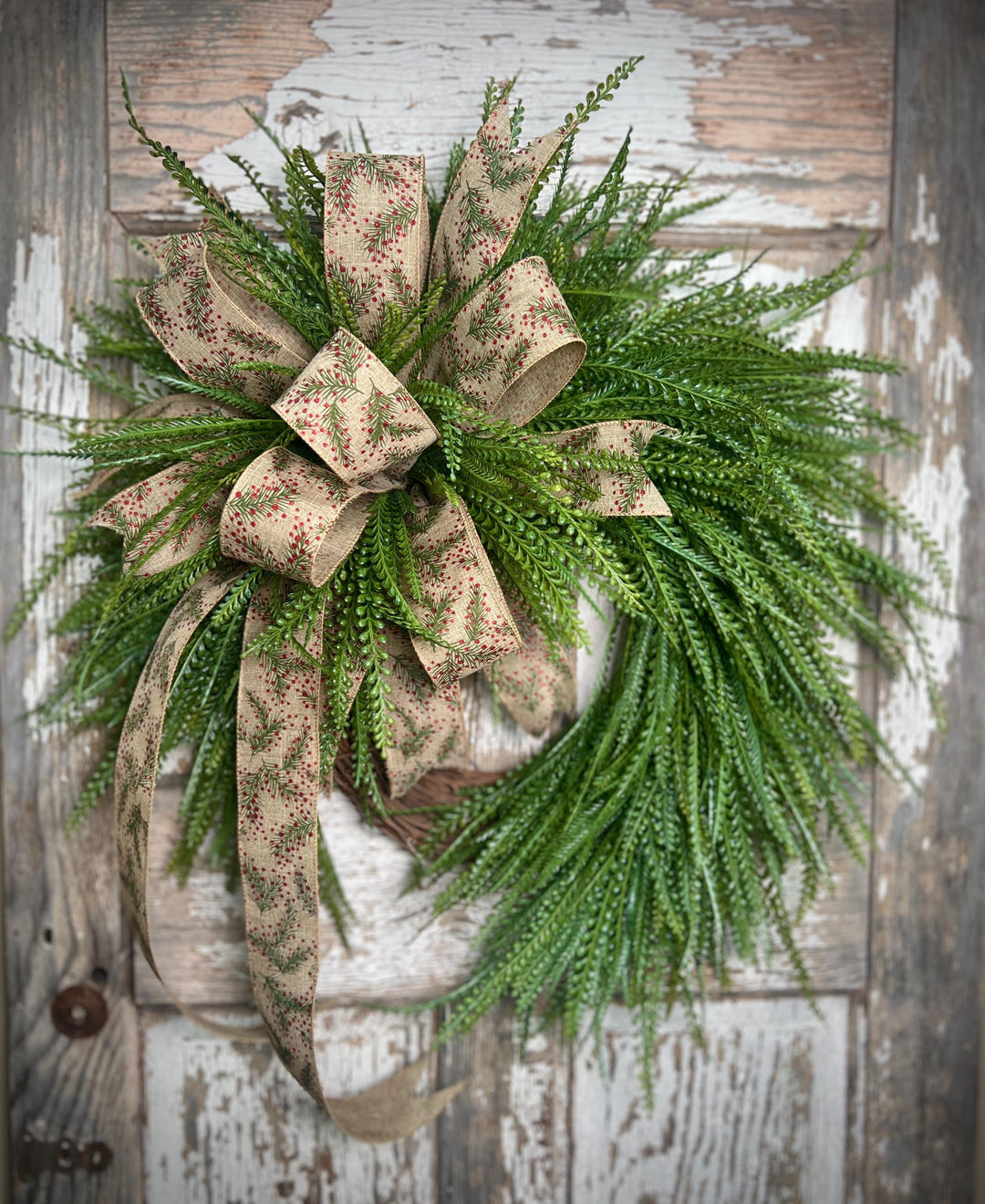 Christmas wreath for front door, Beaded Grass Christmas Wreath, Farmhouse Christmas wreath, Christmas Home Decor, Holiday Door Decor,