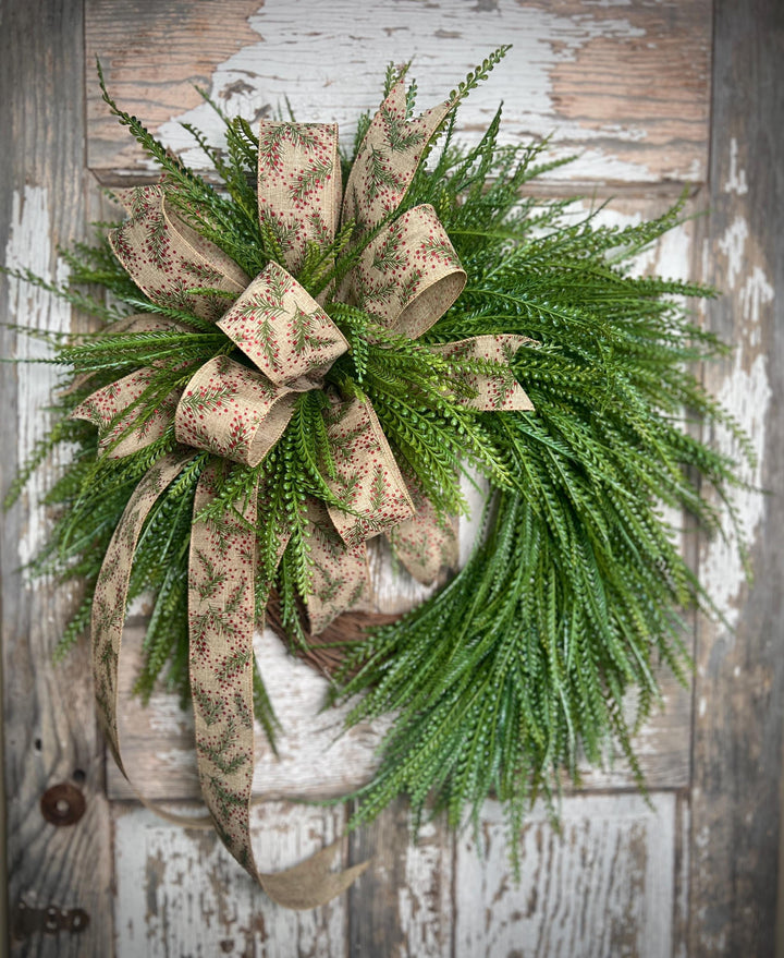 Christmas wreath for front door, Beaded Grass Christmas Wreath, Farmhouse Christmas wreath, Christmas Home Decor, Holiday Door Decor,