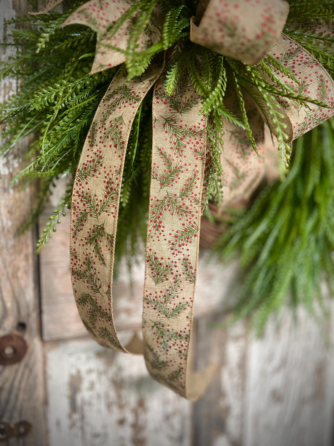 Christmas wreath for front door, Beaded Grass Christmas Wreath, Farmhouse Christmas wreath, Christmas Home Decor, Holiday Door Decor,