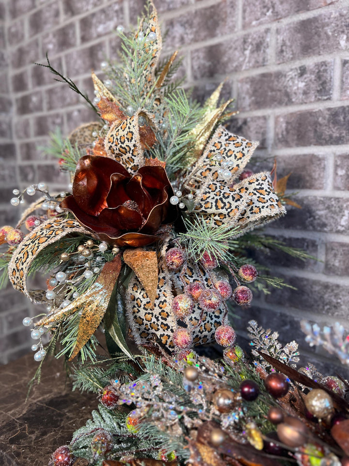 Christmas arrangement with bronze and copper accents, Christmas Magnolia Centerpiece, Christmas Home Decor, Xmas centerpiece, Xmas Decor,
